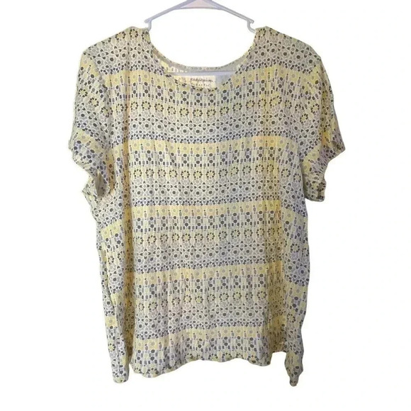 CROFT AND BARROW CLASSIC TEE SIZE XXL PALE YELLOW AND BROWN - Picture 1 of 2
